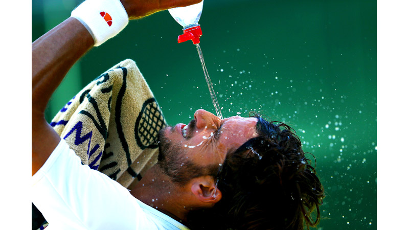 105/201 Feliciano Lopez of Spain cools down,Wimbledon 2015